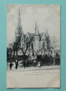 Postcard PC Kassel 1900-1910 Neue lutherische Kirche church graveyard street Town architecture Hessen
